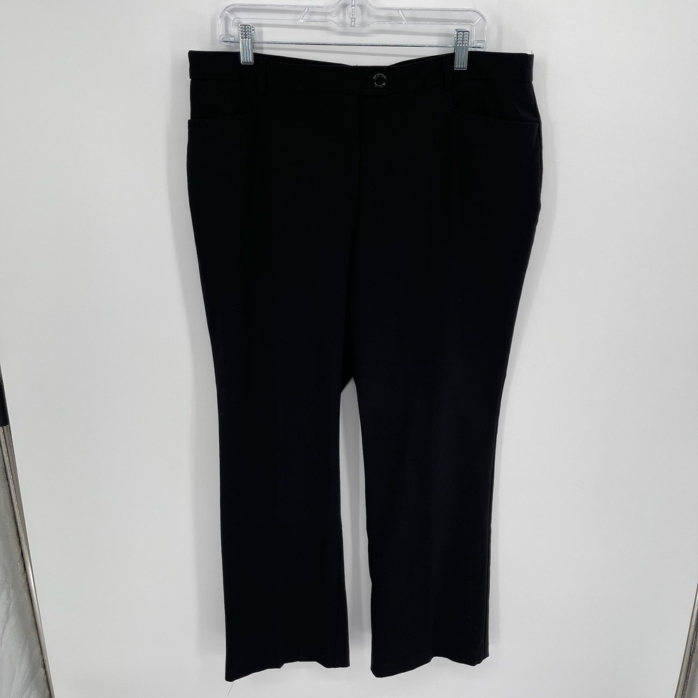 Roz & Ali Women's Black Flat Front Straight Leg Career Trouser Pants Size 16P
